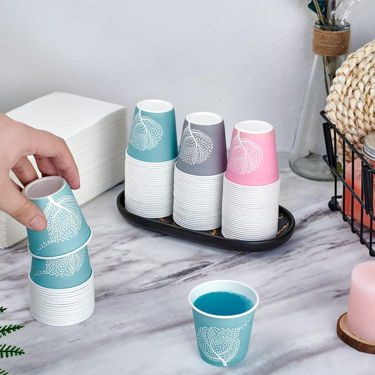 LITOPAK 600 Pack 3 oz Disposable Bathroom Cups, Colorful Small Disposable Paper Cups for Parties, Picnics, Barbecues, Travel and Events