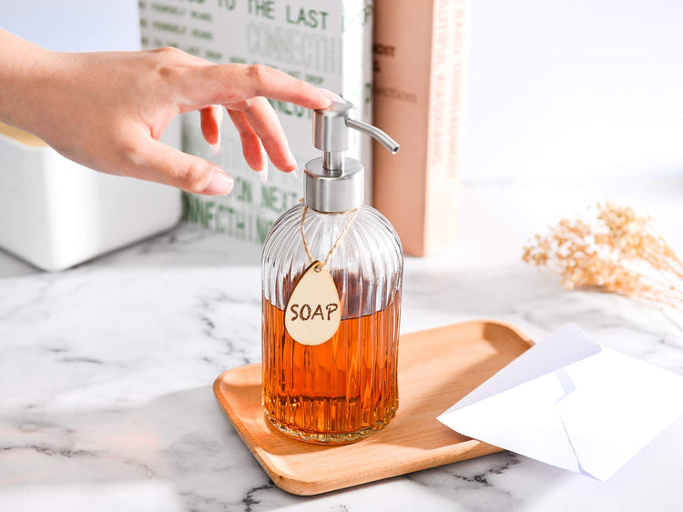 Thick Glass Soap Dispenser with Silicone Pad