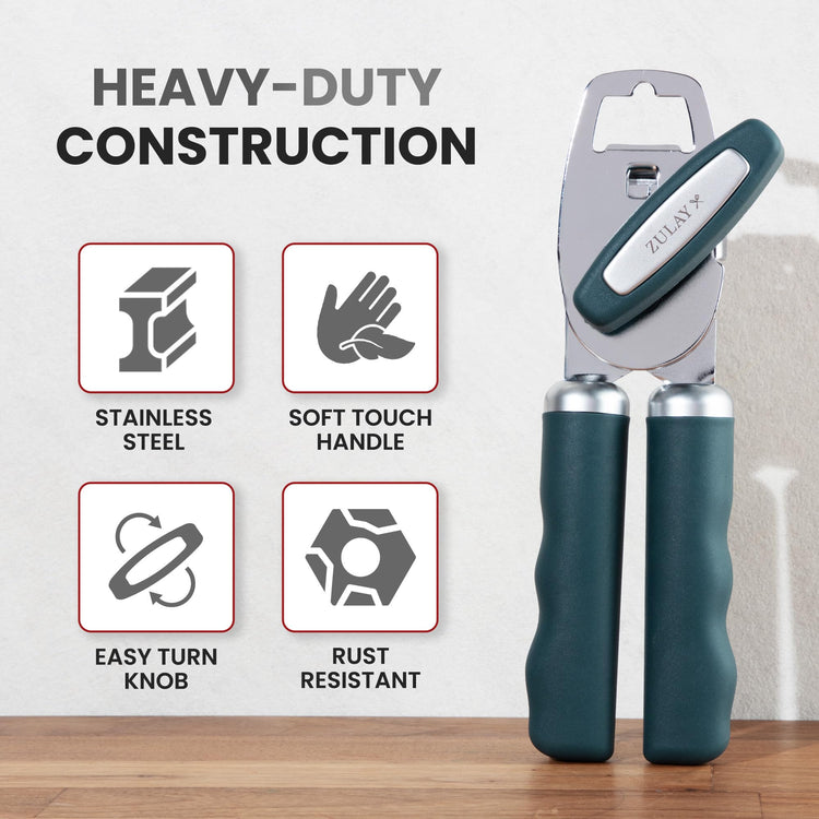 Heavy Duty Stainless Steel Can Opener Manual with Bottle Opener
