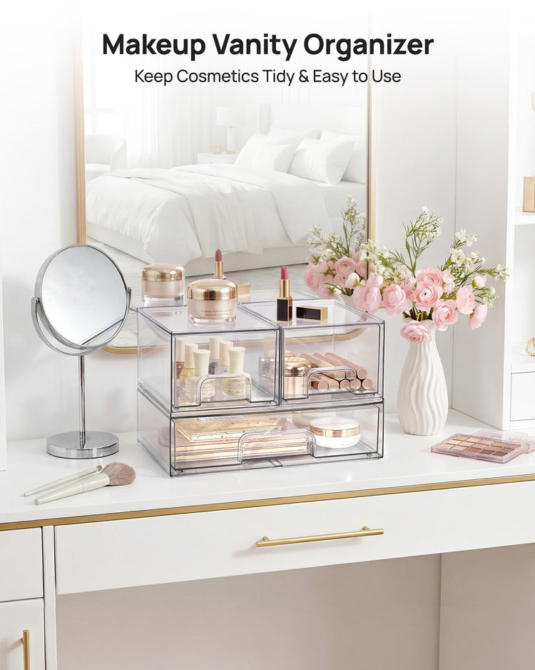 Clear Stackable Storage Drawers Set of 5 (3 Count)