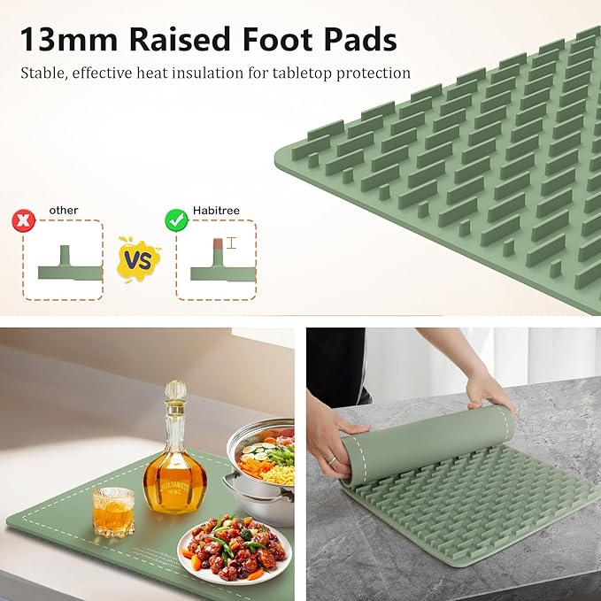 3-Pack Silicone Food Warming Mat & Food Warmers for Parties Buffet - Rapid Heating 6-Level Temp Control, Rollable Portable Easy Clean - Value Set for Gatherings & Home Daily UseοΌGreenοΌ