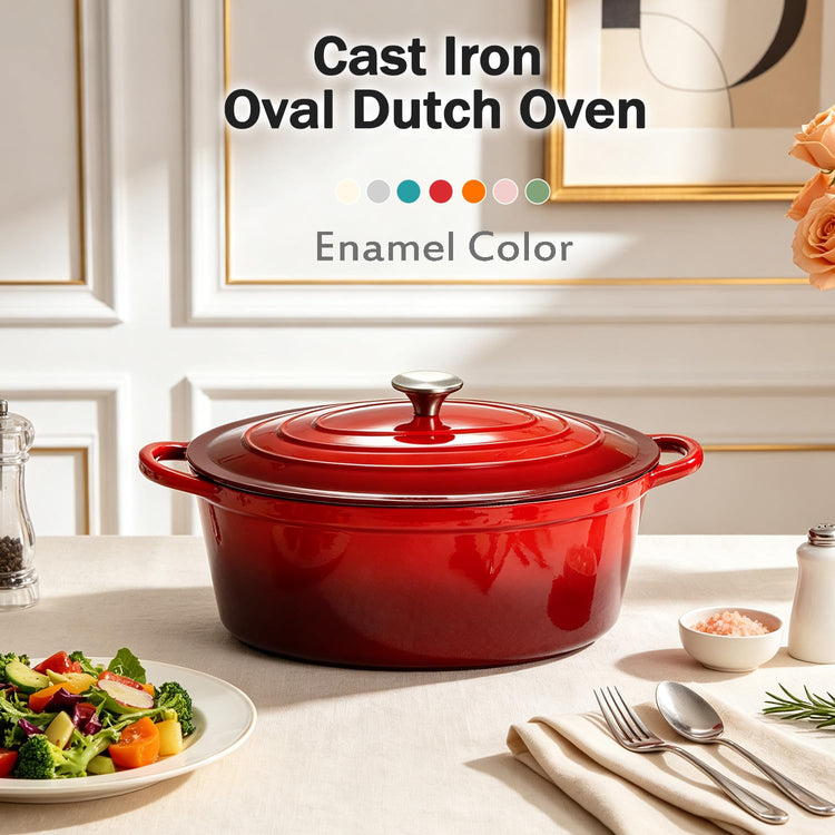 Enameled Oval Dutch Oven Pot with Lid
