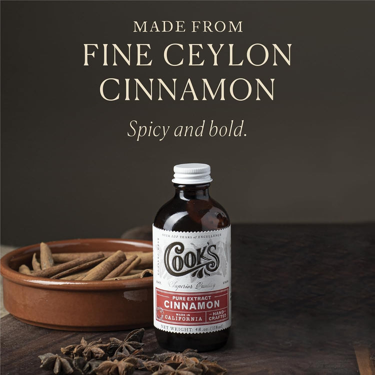 Cook's Pure Cinnamon Extract Made From Fine Ceylon Cinnamon, Premium All Natural Cinnamon Extract for Baking, Cooking, Beverages and Candies, 128 oz (1 Gallon) - Nestoria