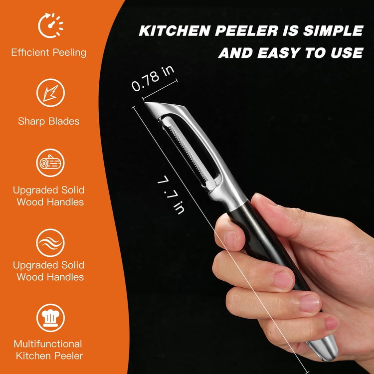 304 Stainless Steel Multi-Function Kitchen Peeler - With Solid Wood Handle, Sharp Durable Blade, Effortlessly Peels Vegetables and Fruits, Essential Kitchen Tool( Type I)