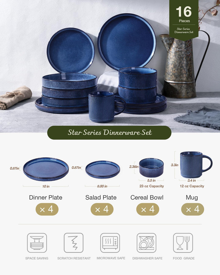 Star Dinnerware Sets with Mugs (16 Count)