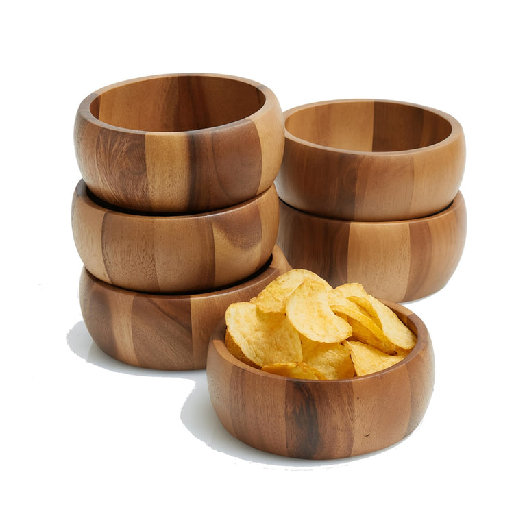 Woodard & Charles Set of 6 Acacia Wood Large Ind. Salad Bowls (6 Count)