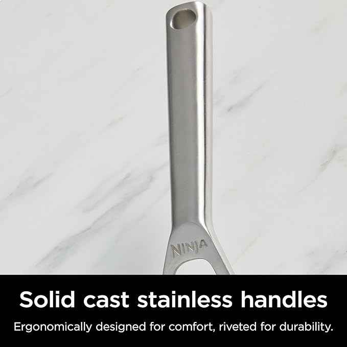 Ninja EverClad Commercial-Grade Stainless Steel 10.25" Fry Pan, Tri-Ply Pans, Oven Safe to 600°F, All Stovetops & Induction Compatible, Stainless, C90026
