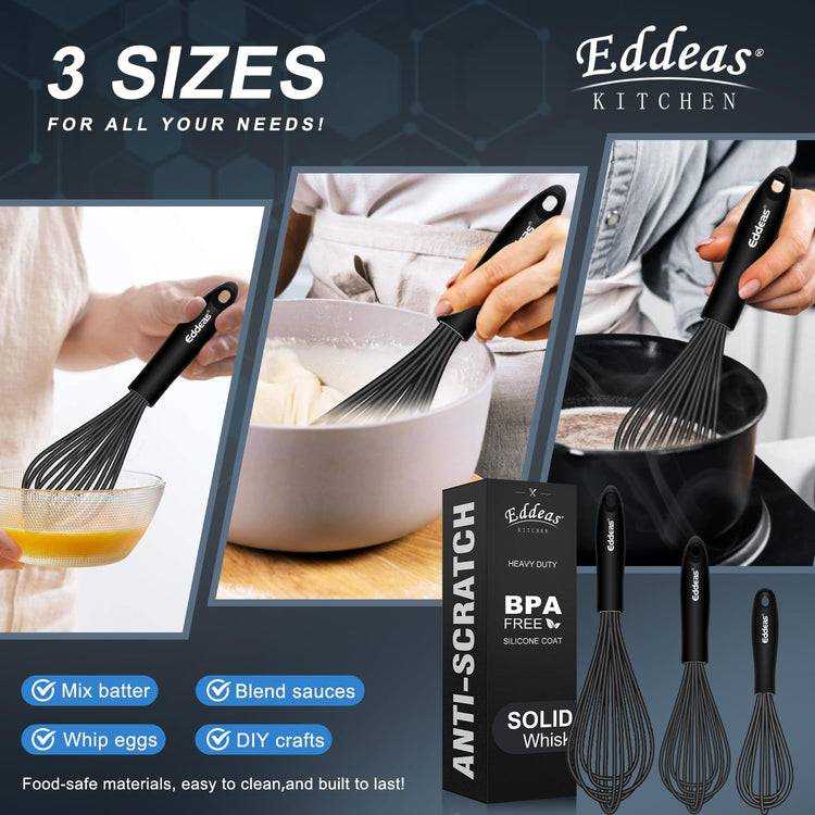 Whisks For Cooking Up To 500°F Silicone Whisk tool Non (3 Count)