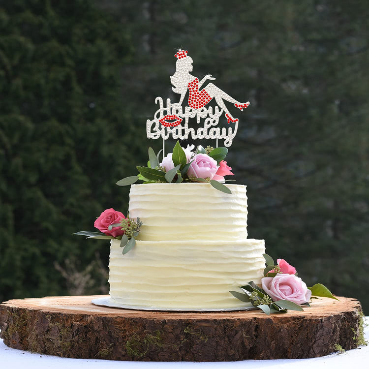 Happy Birthday Crown Queen Lady Rhinestone Cake Topper