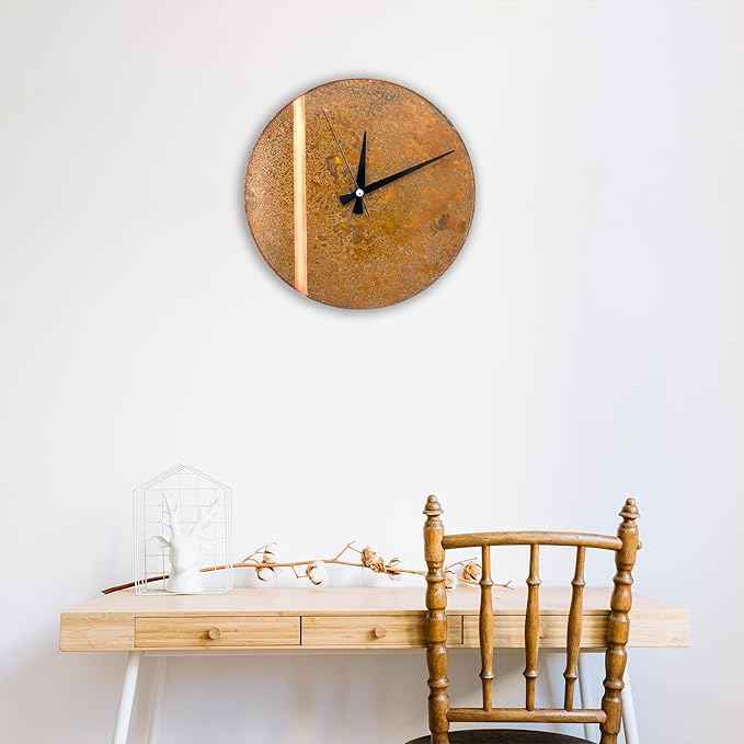 Handmade Copper Wall Clock Artisan Touch in Every Piece - Tree of Time Wall Decor Copper Clock for Living Room, Office, Kitchen & Bedroom (Rusty Line, 17.7)