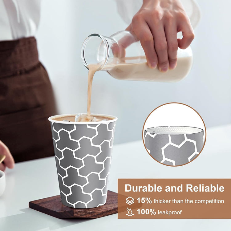 Coffee Cups 12 oz Paper Cups 240 Pack, Disposable Coffee Cups 12 oz Hot Cup, Disposable Cups Paper Insulated Cup for Cold Hot Drinks