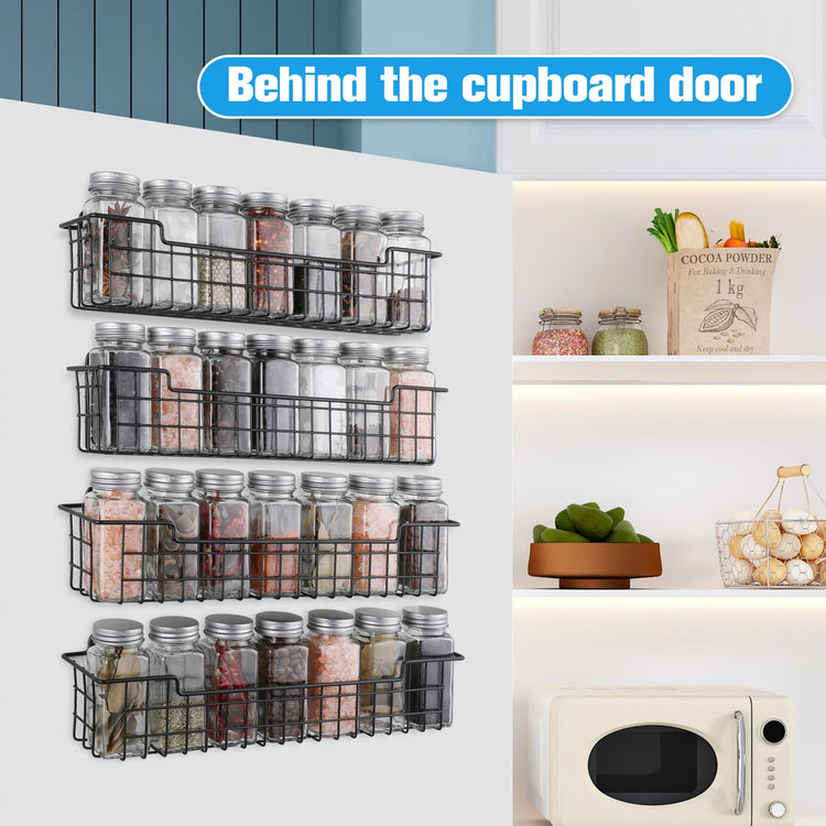 Spice Rack Organizer Wall Mount (4 Count)