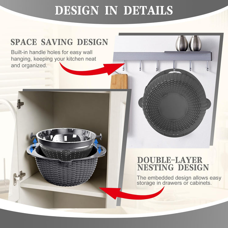 4 1 Colander with Lid Set