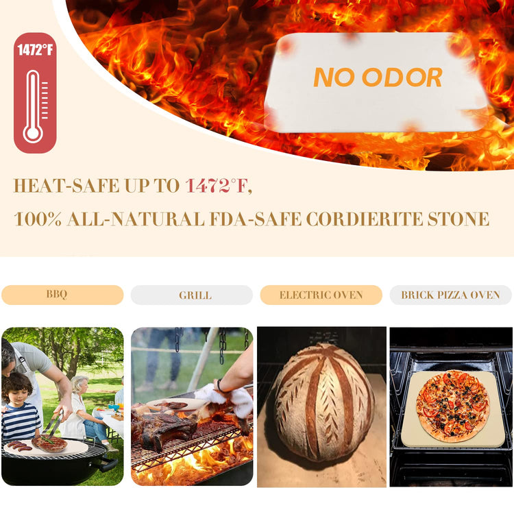 15''Pizza Stone for Oven and Grill with Pizza Peel (4 Count)