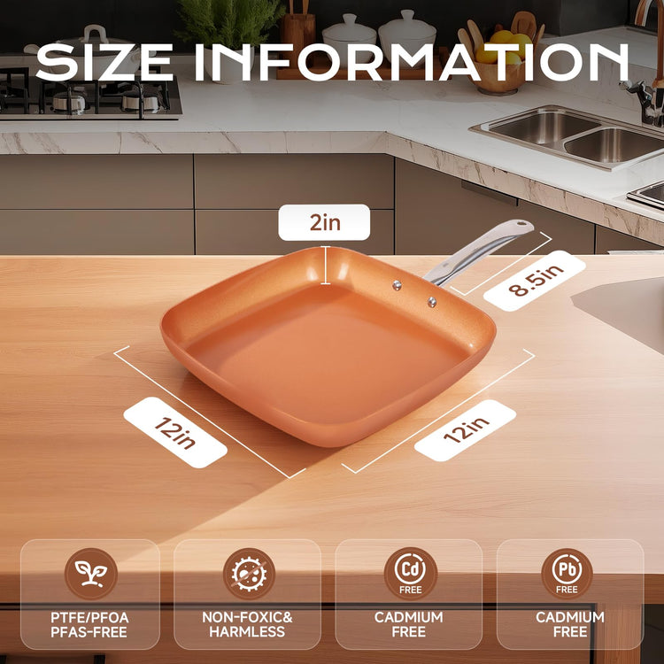 Non Stick Copper Square Frying Pan