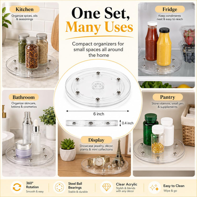 6 Pack 6 inch Small Lazy Susan