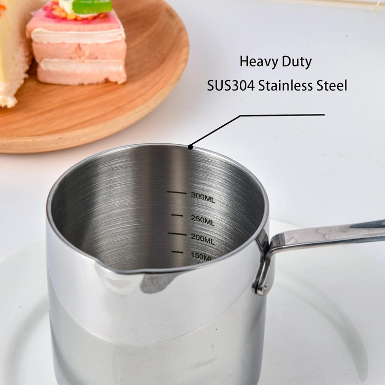 IMEEA Butter Warmer Turkish Coffee Pot Milk Warmer Pot Mini Saucepan with Spout 18/10 Tri-Ply Stainless Steel (10oz/300ml)