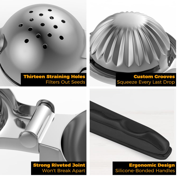 Lemon Squeezer 304 Stainless Steel Large Metal Manual Citrus Juicer