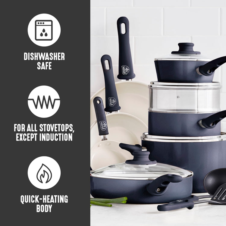 16 Piece Ceramic Nonstick Pots & Pans Cookware Set
