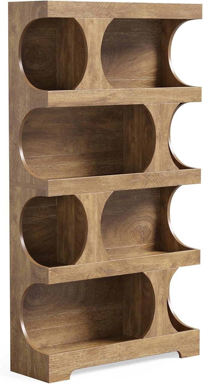 LITTLE TREE 4-Tier Large Bookshelf Set 2, All Wooden 70.8-Inch Tall Bookcase with Storage Shelves, Modern Display Rack, Big Open Book Shelf for Living Room, Bedroom, Office, Oak