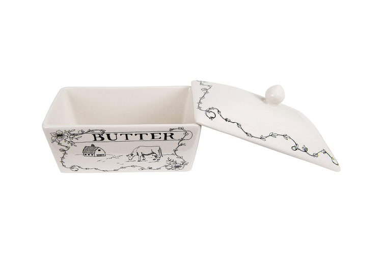 Country Stoneware Butter Dish with Lid