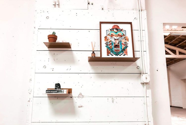 DIY CARTEL Made in USA 12 Inch Linear Floating Shelf - USA Manufactured Steel - Industrial Heavy Duty Metal Wall Mounted Modern Farmhouse Designed Shelf Ledge (12-in X 8-in Powder Coated Gold)