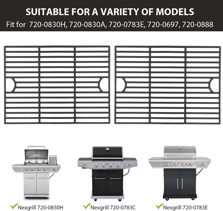 Grill Grates for Nexgrill 4 Burner 720-0830H 720-0830D 720-0670A 720-0783C 720-0783E 720-0958A, 17" Cast Iron Replacement Parts for 5 Burner 720-0888N Charbroil 463241113 463446015, Kenmore Gas Grill