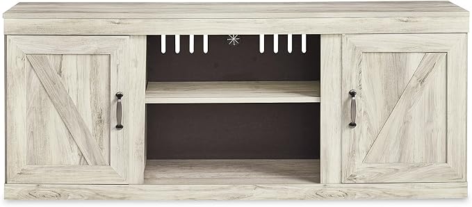 Signature Design by Ashley Bellaby Farmhouse 4-Piece Entertainment Center for TVs up to 69" with Adjustable Shelves, Whitewash
