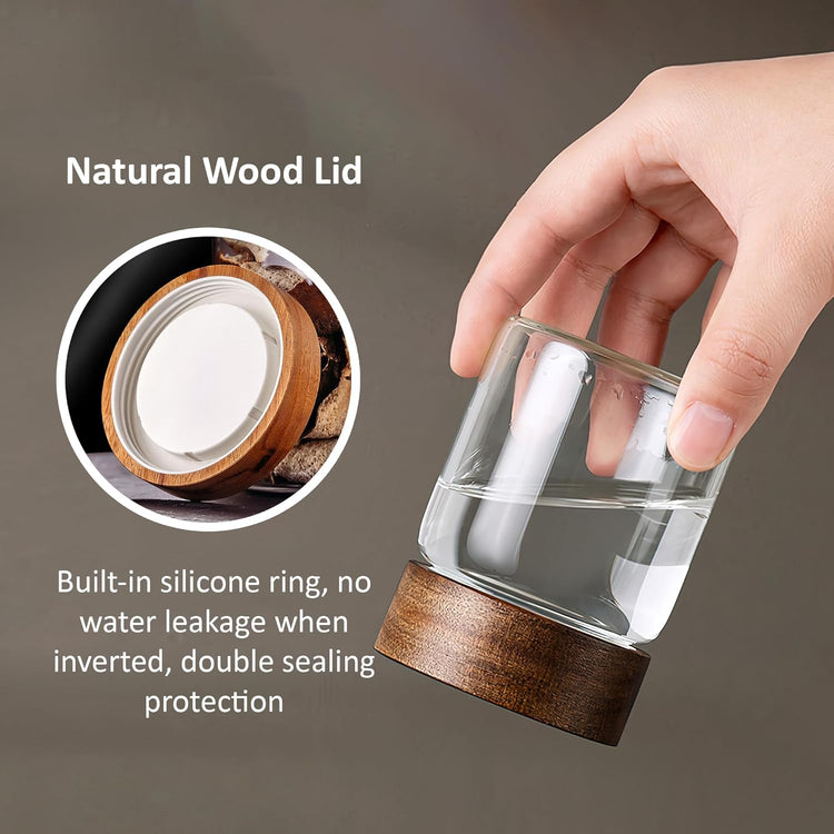 26 oz/850 ml Clear Glass Storage Canister with Airtight Wooden Lid, 4 Pack Small Overnight Oats Containers, Cute Decorative Salad Jar for Snacks Yogurt Spice Sugar Cereal Fruit Coffee Tea