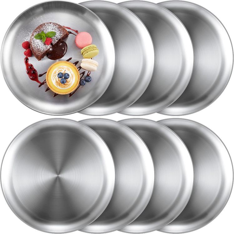 8 Pieces Matte Silver Pizza Pans 6 Inch Bakeware (8 Count)