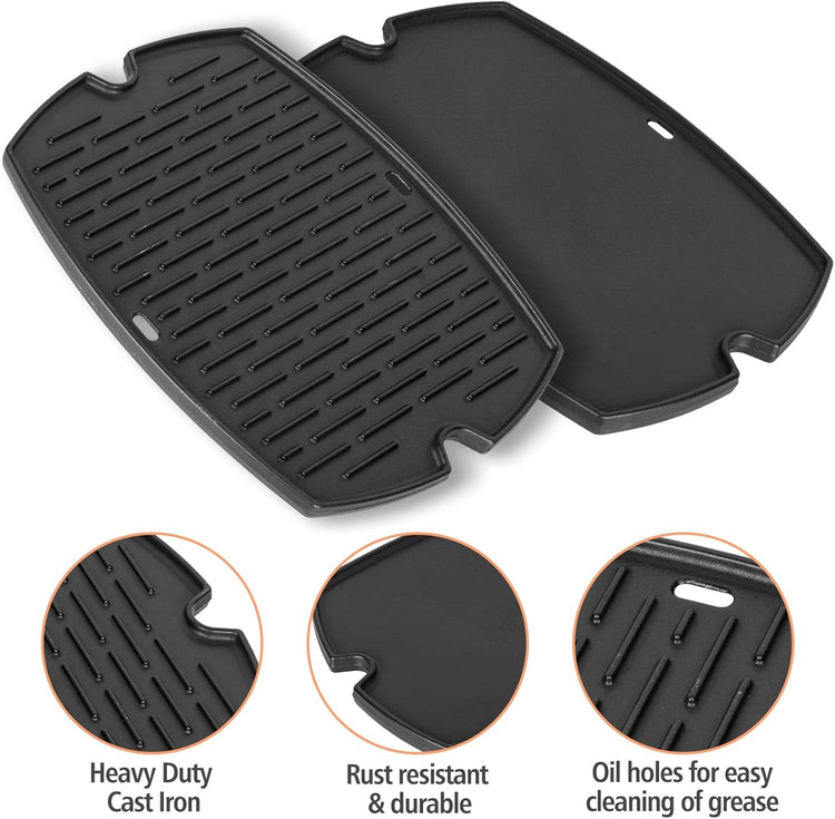 AJinTeby 7583 Cast Iron Griddle for Weber Q2000 Series, for Weber Q200 Q220 Q240 Q2000 Q2200 Q2400 Q2800 Gas Grills Accessories, Replaces for Webber 7645, for Webber Q2200 Grill Parts - Nestoria