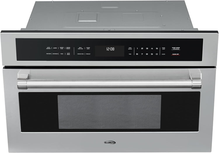 KoolMore KM-CWO30-SS Built-in Microwave with Convection Oven and Air Fryer, 1000W Power with 10 Levels, UL Listed Capacity in Stainless-Steel, 30 in/1.6 cu. ft, Silver
