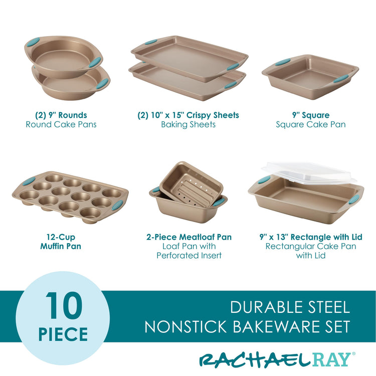 47578 Cucina Nonstick Bakeware Set with Grips Includes Nonstick Bread Pan