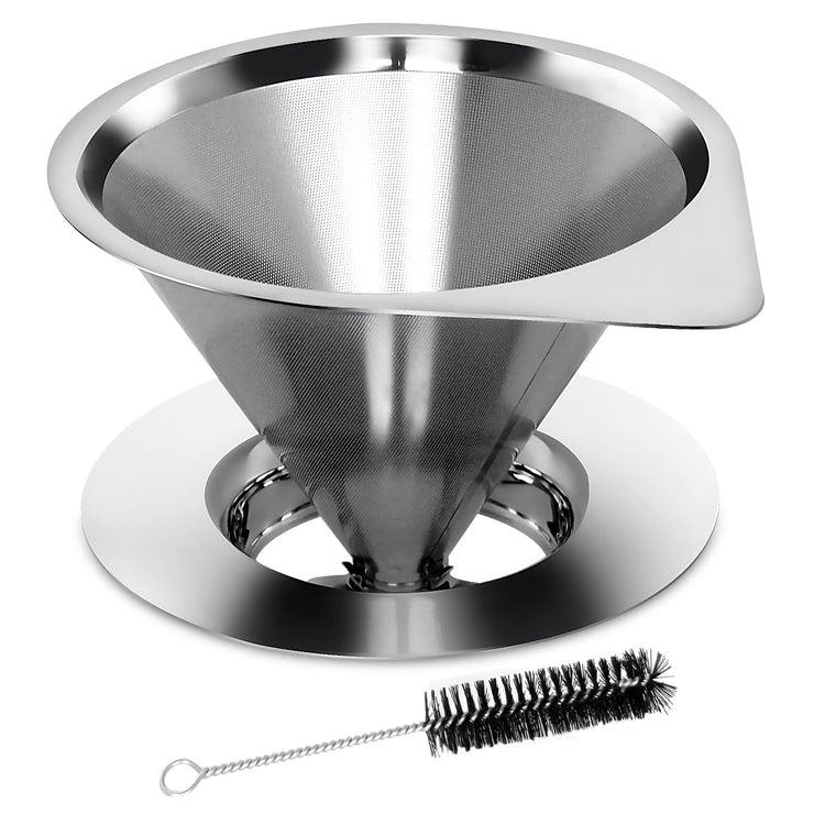 Pour Over Coffee Dripper Reusable Coffee Filter Paperless Coffee Filter Stainless Steel Pour Over Coffee Maker Cone Coffee Dripper for 1