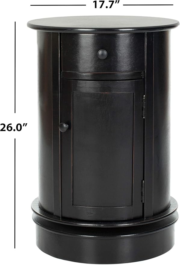 SAFAVIEH Home Collection – Tabitha Black Round Swivel Storage End Table, Farmhouse Accent Table with Drawer & Cabinet, Fully Assembled (AMH5712B)