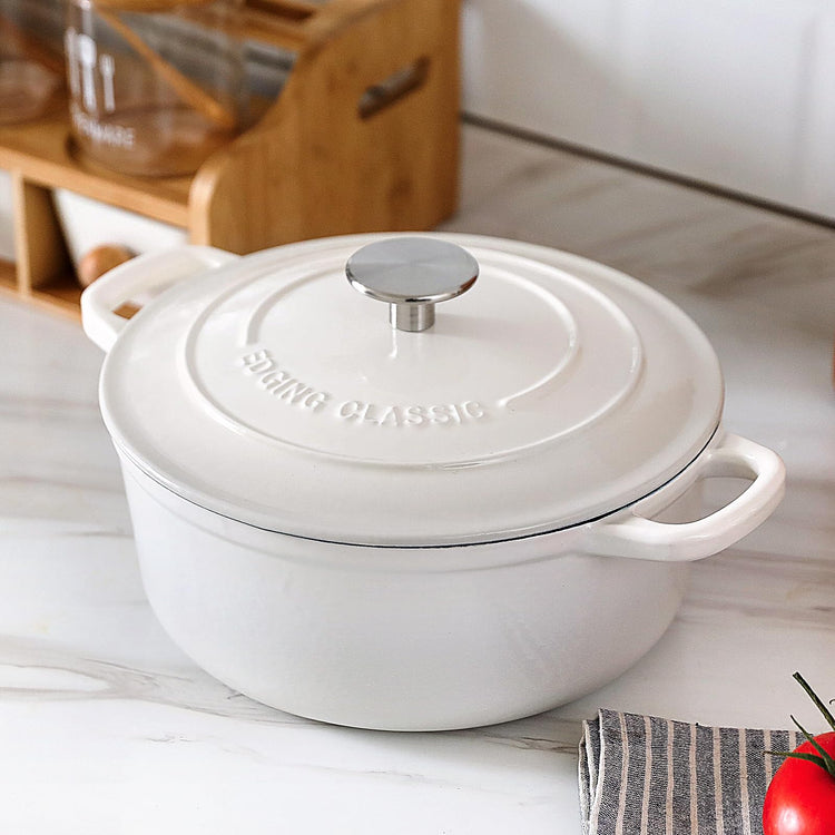 Cast Iron Dutch Oven With Lid Round Pot Enameled Covered for Bread Baking