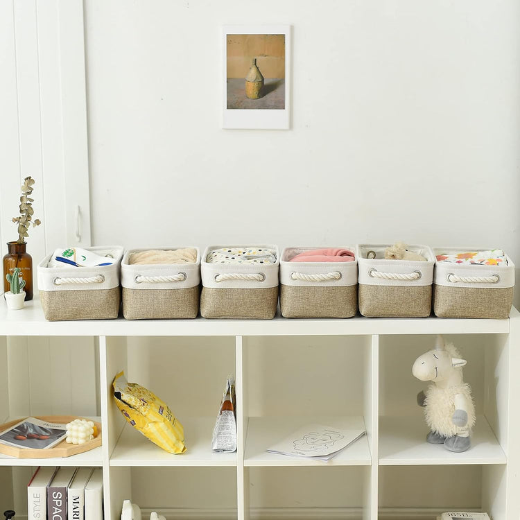 Small Storage Baskets for shelves,Fabric Storage Baskets for closet,rectangular Collapsible baskets for organizing clothes,books,gifts