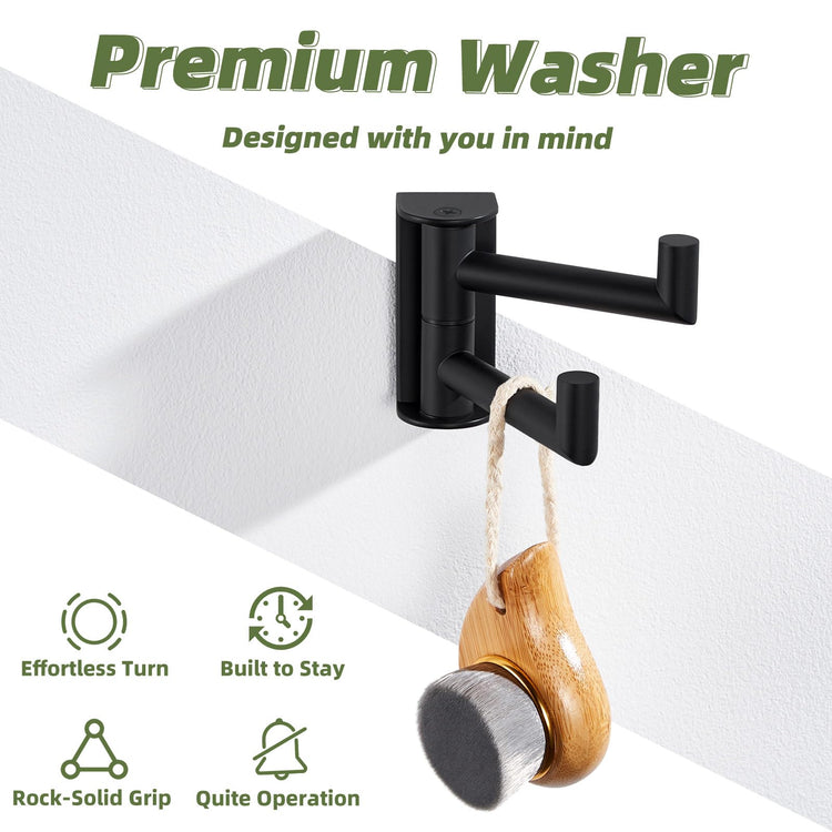 Swivel Towel Hook for Bathrooms with 2 Rotating Arms