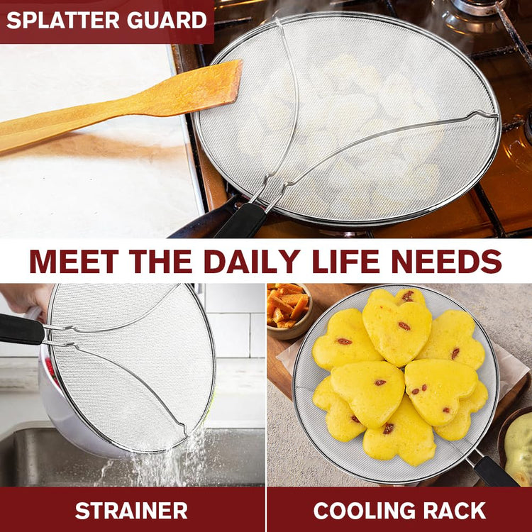 Splatter Screen for Frying Pan & Food Strainer