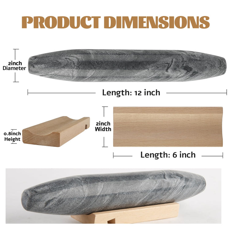 African Natural Grey Marble French Rolling Pin