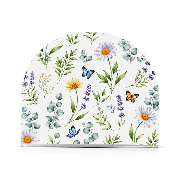 Wildflowers Butterflies Botanical Napkin Holder for Table Paper Napkins Holder Acrylic Tissue Dispenser Kitchen Dining Room Bathroom Party Car Decor