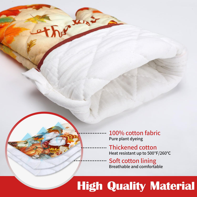 Thanksgiving Gnome Kitchen Towels and Oven Mitts Set (4 Count)