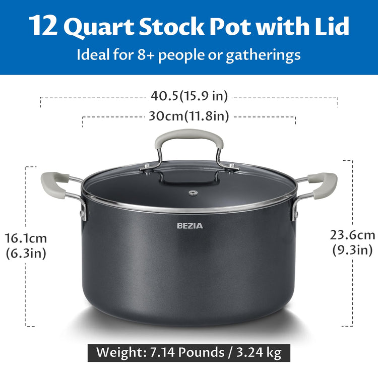 12QT Non Stick Stock Pot with Lid