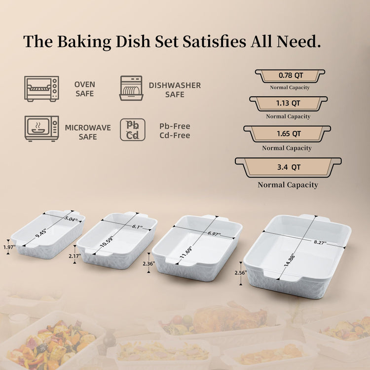 Casserole Dishes for Oven (4 Count)