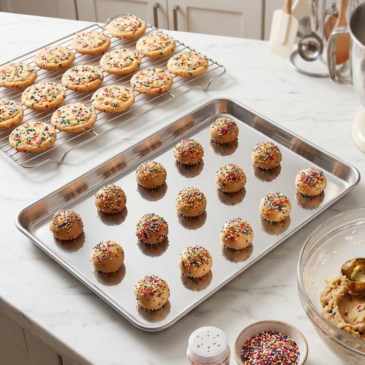 Half Baking Sheet with Wire Cooling Rack (2 Count)