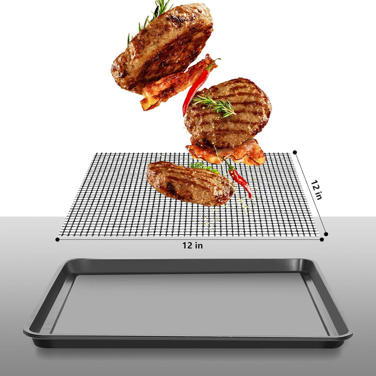 Air Fryer Oven Liners and Mesh Grill Mats Compatible with Ninja Foodi SP101 SP201 SP301,Reusable 12inch Non-Stick Liner for Bottom of Oven and Air Fryer Toaster Oven Mat for Oven