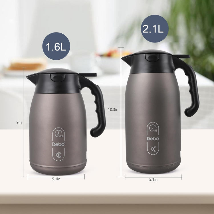 Thermal Coffee Carafe 56oz Large Capacity,Double-Walled Vacuum Insulated Stainless Steel Coffee Pot & Hot Beverage Server,BPA-Free,Keeps Hot Coffee Warm for Hours,Leak-Proof Design(Oatmeal)