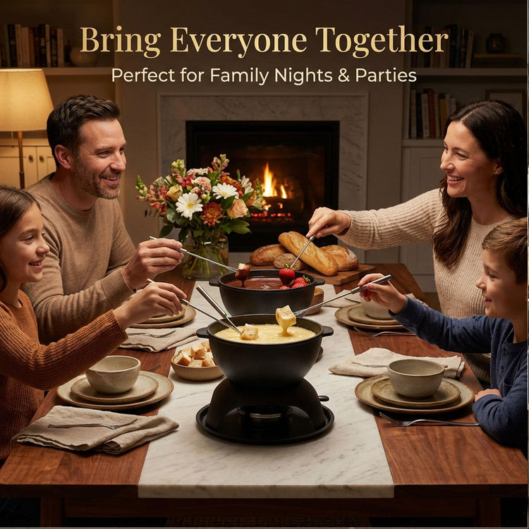 Cast Iron Cheese Fondue Pot Set for 4