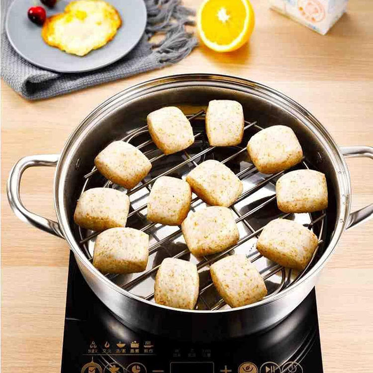 12.8" Round Cooking Rack Versatile Stainless Steel Grid Grill Steamer Rack