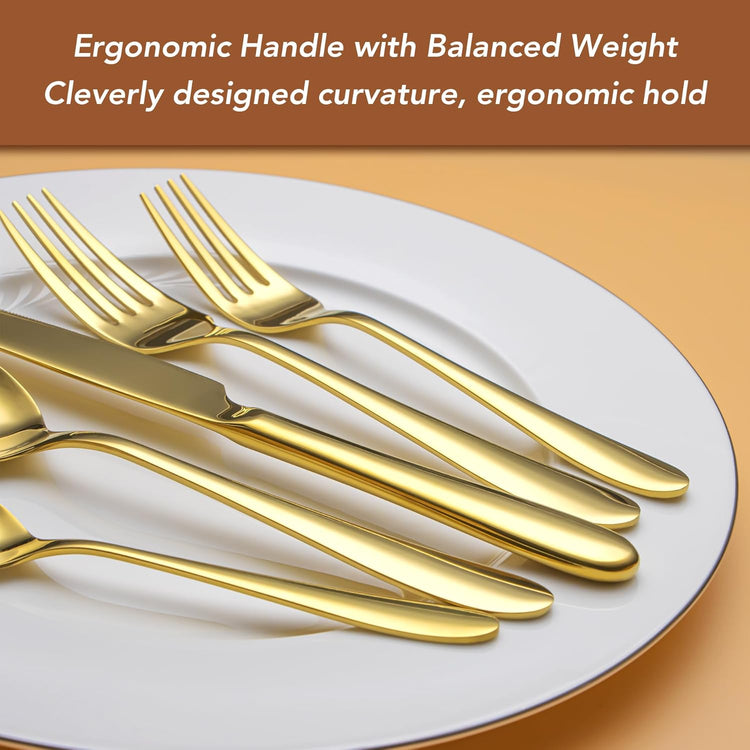 40 Piece Gold Silverware Set Service for 8, EIUBUIE Premium Stainless Steel Gold flatware Cutlery Sets, Mirror Polished Modern Kitchen Eating Utensils Sets Include Spoons Forks Knives